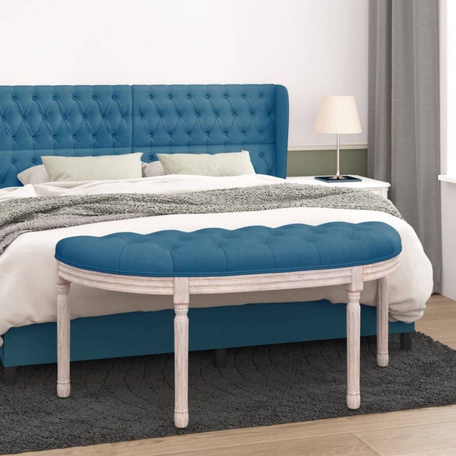 The Living Store Halbankje Franse Vintage Stijl Blauw 110.5 x 45 x 49 cm Fluweel