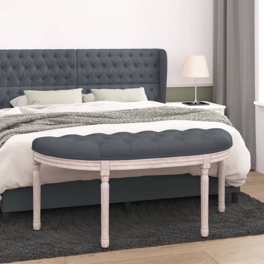 The Living Store Halbankje Franse Vintage Stijl Donkergrijs 110.5 x 45 x 49 cm Fluweel