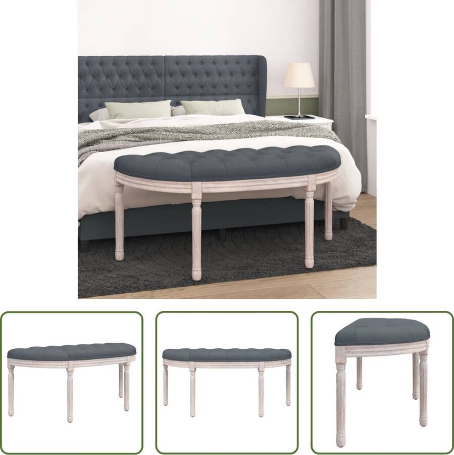 The Living Store Halbankje Franse Vintage Stijl Donkergrijs 110.5 x 45 x 49 cm Fluweel