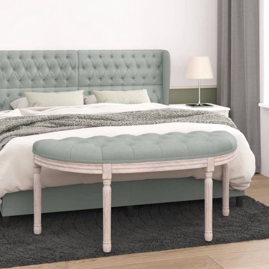 The Living Store Halbankje Franse Vintage Stijl Fluweel 110.5 x 45 x 49 cm Lichtgrijs
