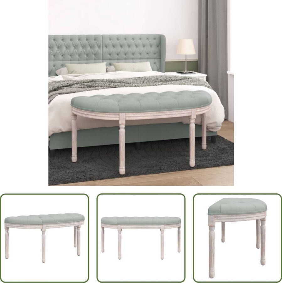 The Living Store Halbankje Franse Vintage Stijl Fluweel 110.5 x 45 x 49 cm Lichtgrijs