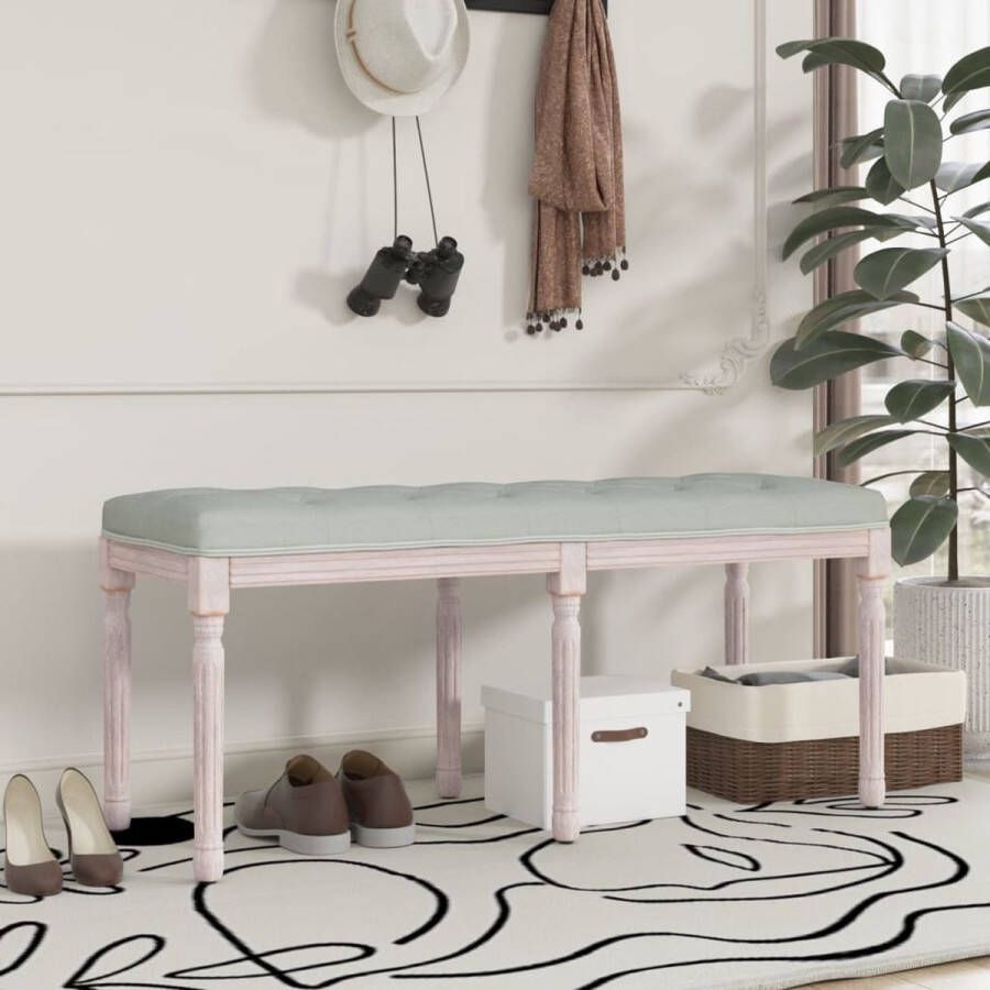 The Living Store Halbankje Franse Vintage Stijl Fluweel 110x40x49cm Lichtgrijs