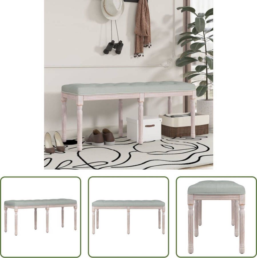The Living Store Halbankje Franse Vintage Stijl Fluweel 110x40x49cm Lichtgrijs