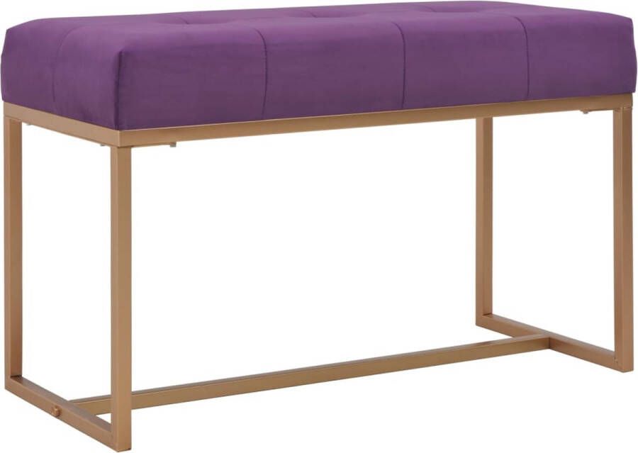 The Living Store Halbankje Purple Velvet- 80x36x45cm -Stabiele ijzeren poten