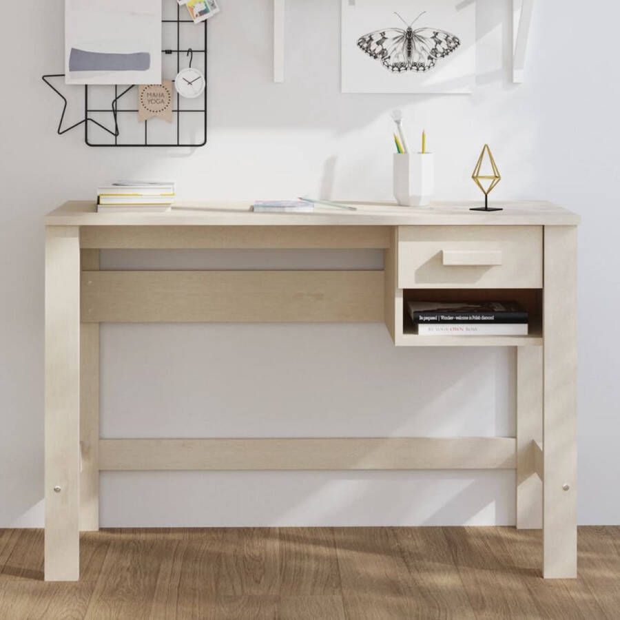 The Living Store HAMAR Bureau Massief Grenenhout 110 x 40 x 75 cm Honingbruin