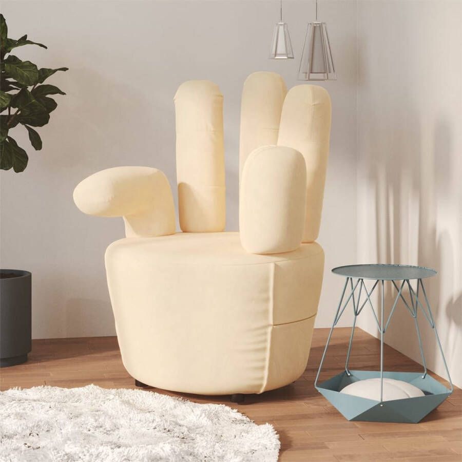 The Living Store Handvormige stoel fluweel crème 73.5 x 73.5 x 95 cm trendy ontwerp