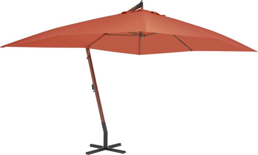 The Living Store Hangende Houten Parasol Tuinparasol 400x300x285 cm Terracotta