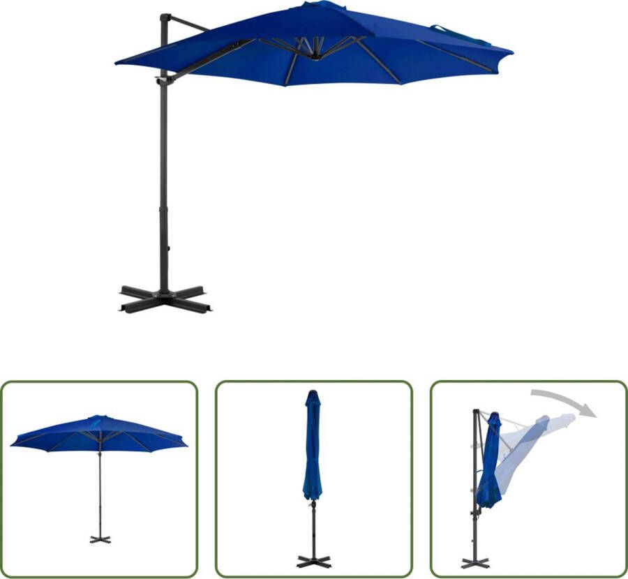 The Living Store Hangende Parasol Azuurblauw 300 x 238 cm UV-beschermend polyester