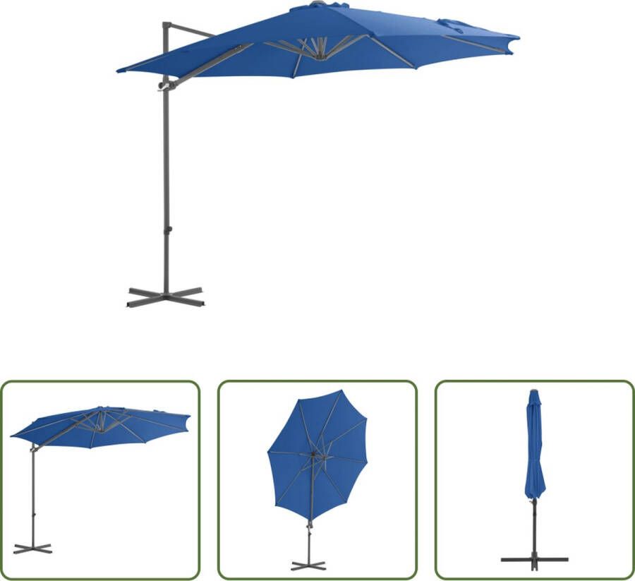 The Living Store Hangende Parasol Azuurblauw 300 x 255 cm UV-beschermend polyester