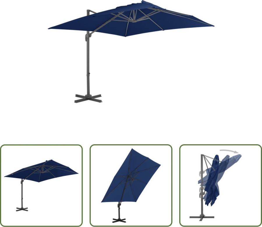 The Living Store Hangende Parasol Azuurblauw 300 x 300 x 258 cm