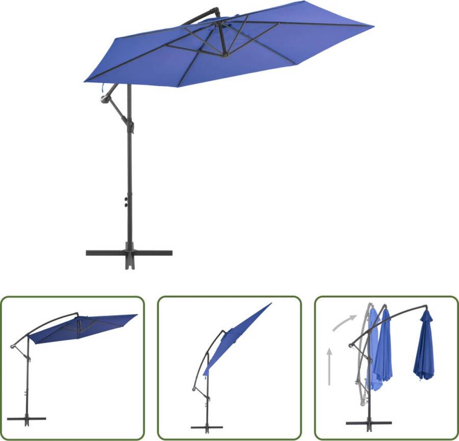 The Living Store Hangende Parasol Blauw 300 x 244 cm UV-beschermend Zwenkbaar