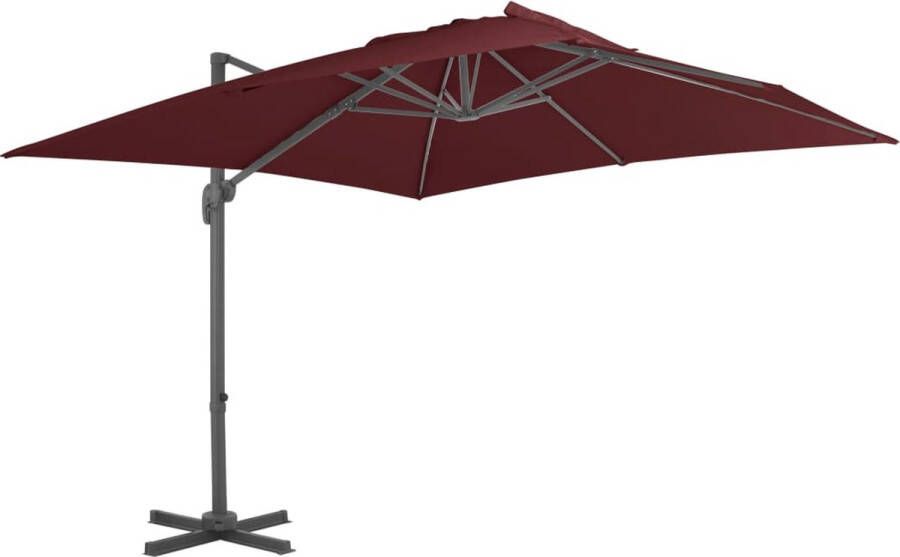 The Living Store Hangende Parasol Bordeauxrood 400 x 300 x 268 cm UV-beschermend Anti-vervagend