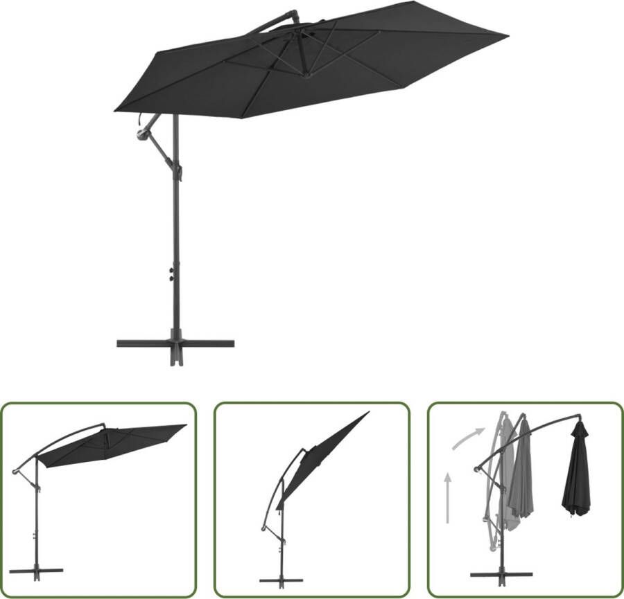 The Living Store Hangende Parasol Deluxe 300 x 244 cm Zwart