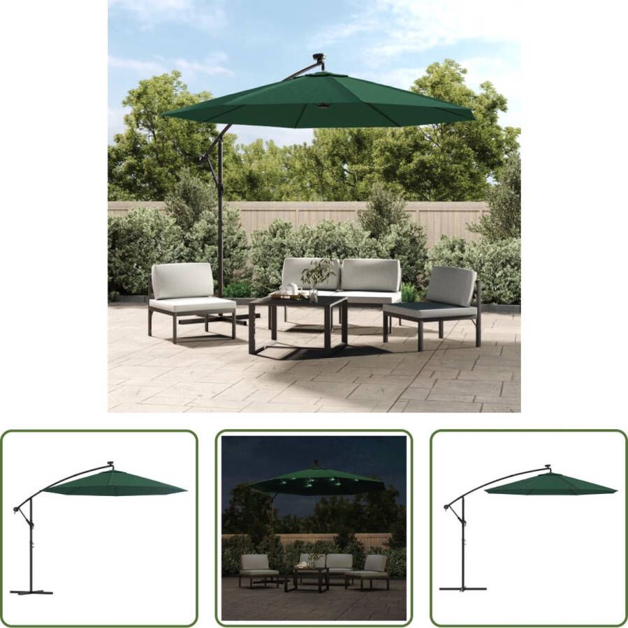 The Living Store Hangende Parasol Elegant Tuinparasol 300 cm Diameter LED-verlichting