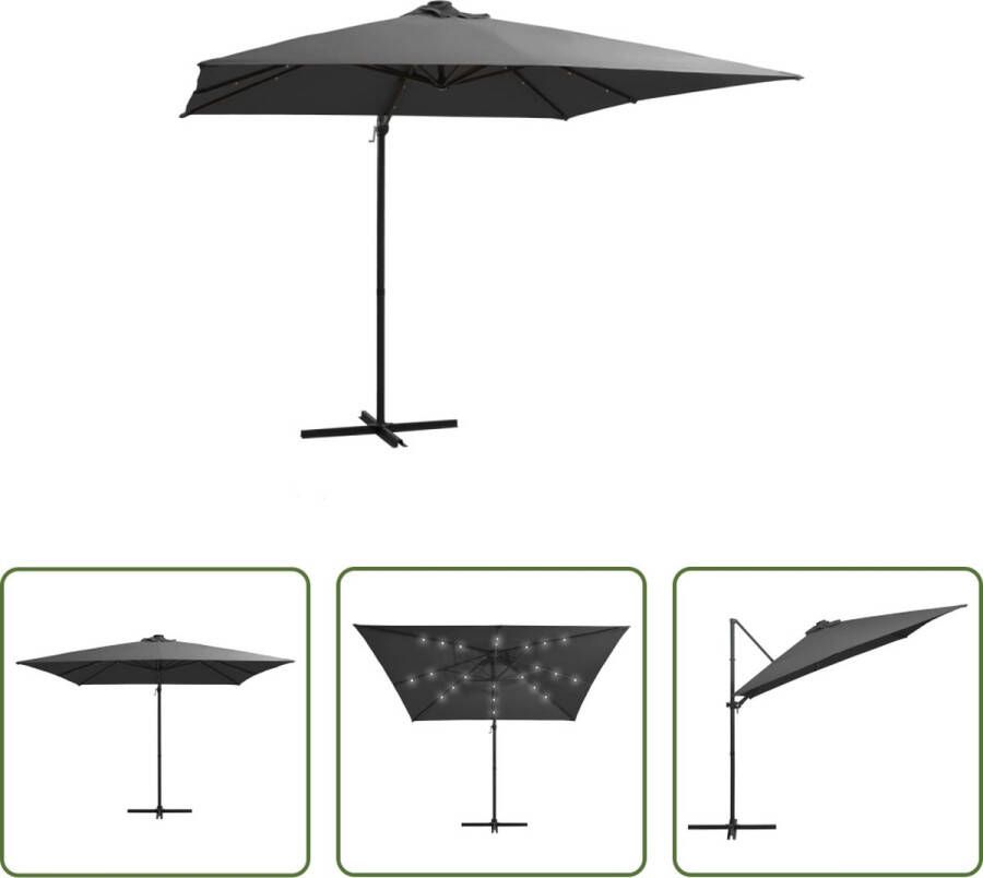 The Living Store Hangende Parasol Elegante Parasol 250x250x247 cm Antraciet