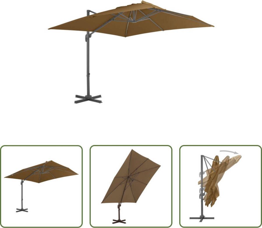 The Living Store Hangende Parasol Elegante Tuinparasol 300x300x258 cm Taupe