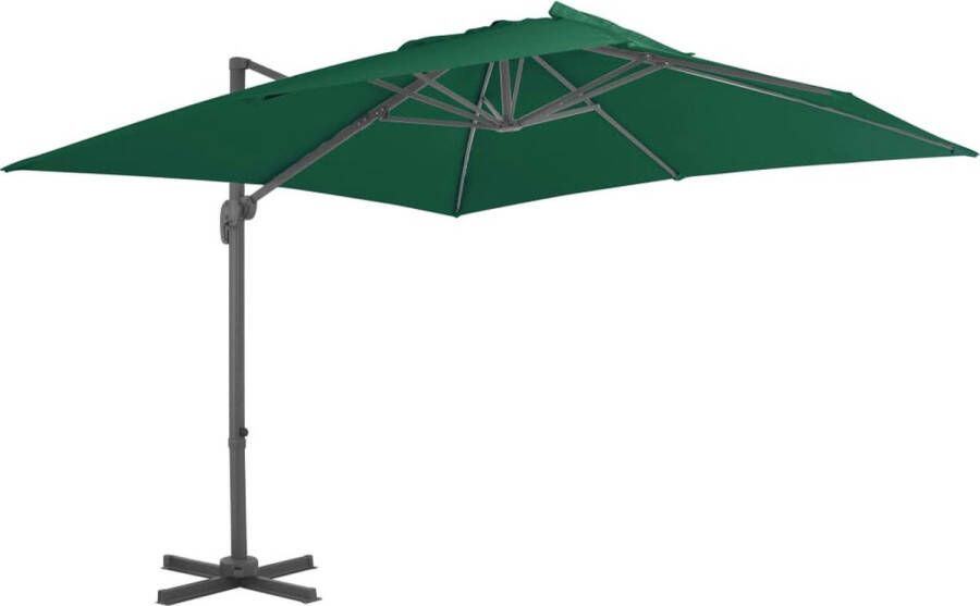 The Living Store Hangende Parasol Groen 300x300x258 cm UV-beschermend en verstelbaar