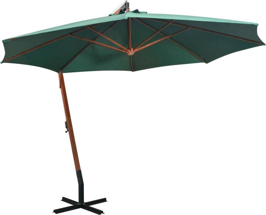 The Living Store Hangende Parasol Groen Grenenhouten paal 350cm UV-bestendig