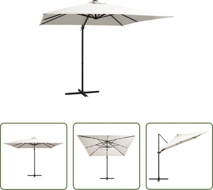 The Living Store Hangende Parasol LED-verlichting Zandkleurig 250x250x247 cm UV-beschermend polyester 24 LEDs Draaibaar Montage vereist