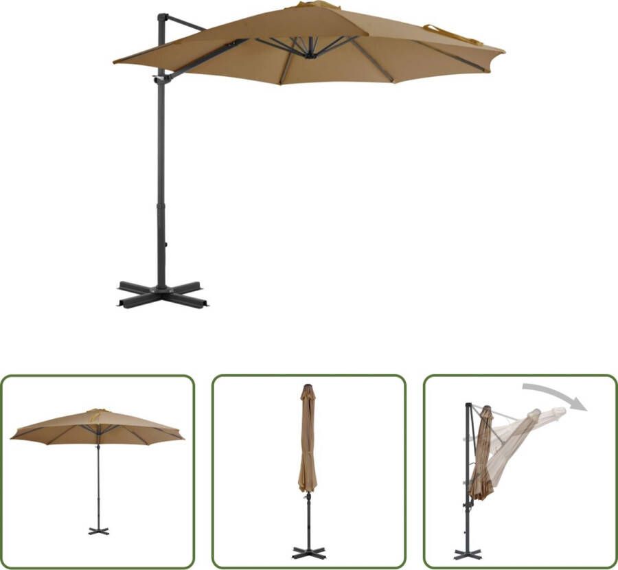 The Living Store Hangende Parasol Taupe 300 x 238 cm UV-bescherming Aluminium