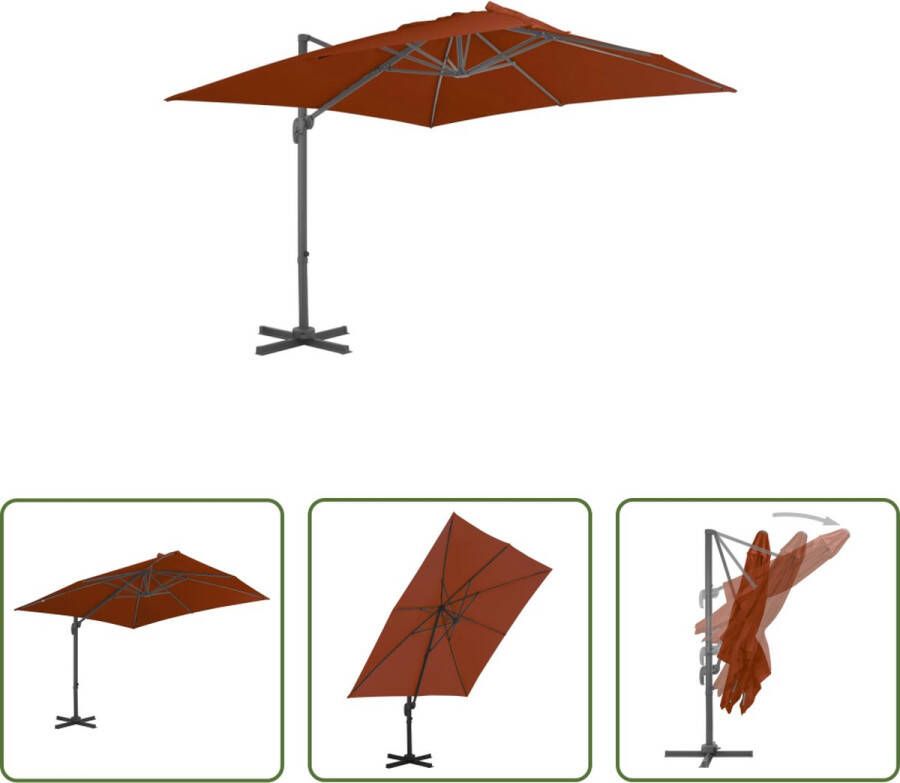 The Living Store Hangende Parasol Terracotta 300 x 300 x 258 cm UV-beschermend polyester