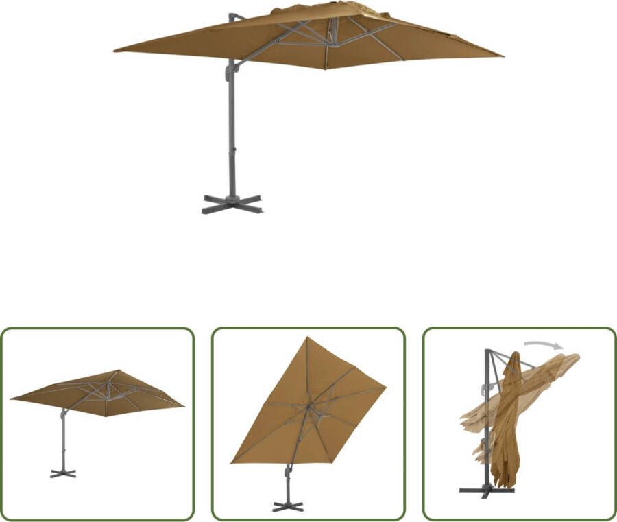 The Living Store Hangende Parasol UV-Beschermend Polyester 400 x 300 x 268cm Taupe