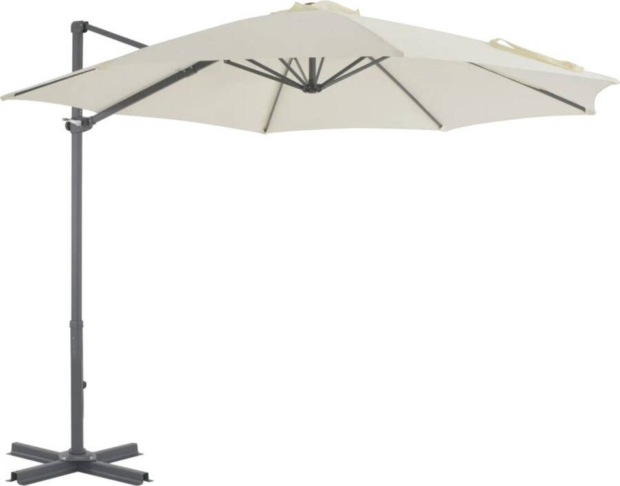 The Living Store Hangende Parasol Zandkleurig 300 x 238 cm UV-beschermend Polyester Zwengelsysteem Aluminium Baleinen