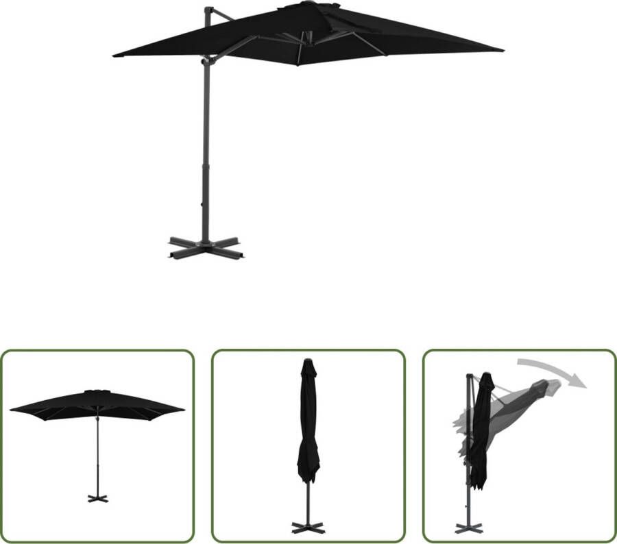 The Living Store Hangende Parasol Zwart 250 x 250 x 230 cm UV-beschermend polyester