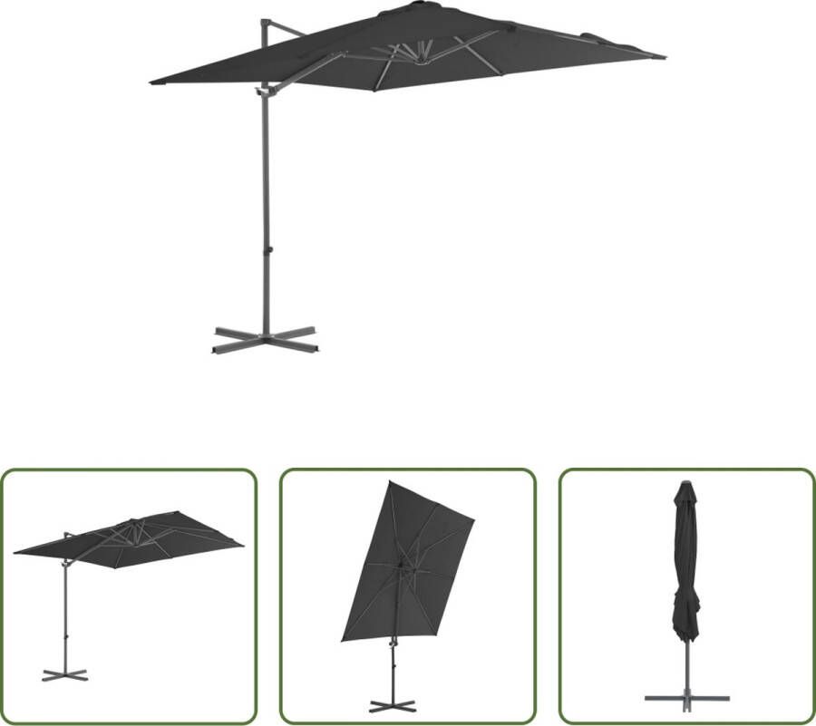 The Living Store Hangparasol Antraciet 250x250x247 cm Kantelbaar en 360 graden draaibaar