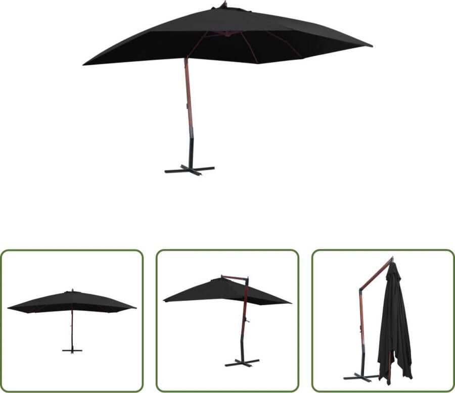 The Living Store Hangparasol Elegance Parasol 400x300x285 cm Zwart