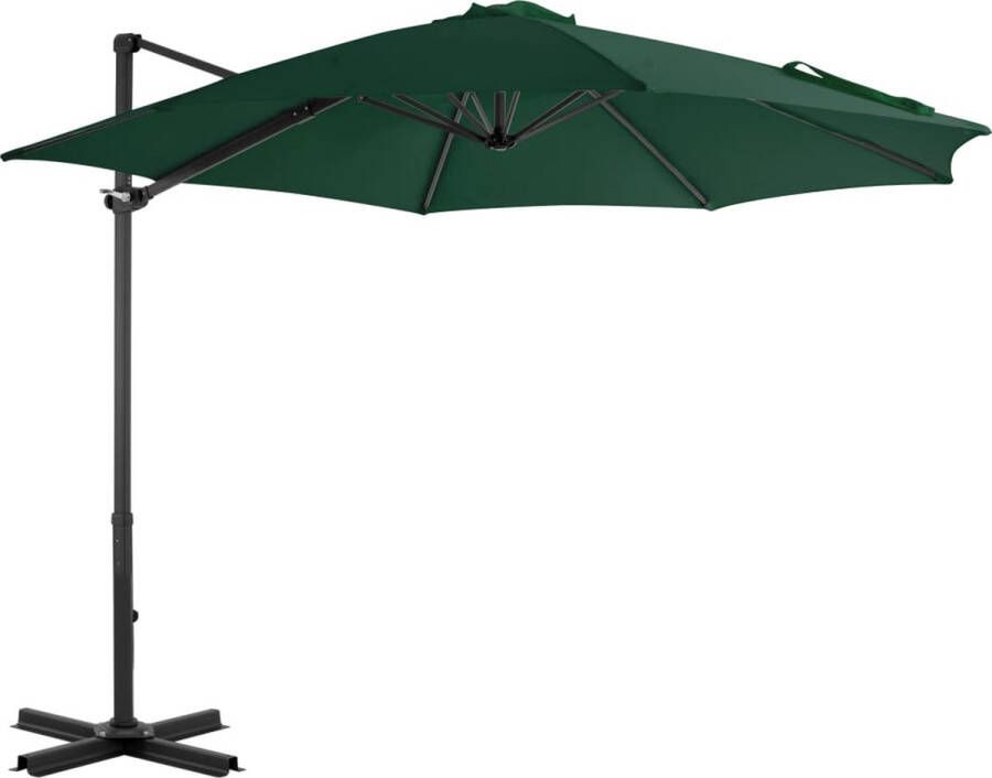 The Living Store Hangparasol Groen 300 x 238 cm (ø x H) UV-beschermend Aluminium Inclusief zwengelsysteem en 8 baleinen