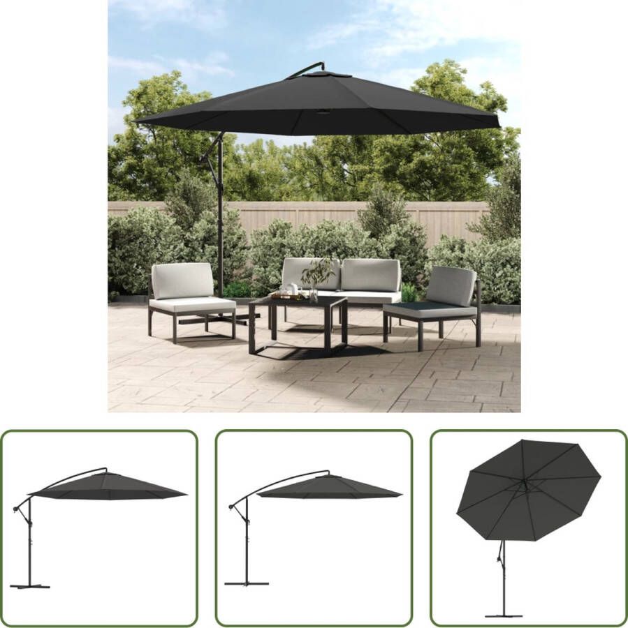 The Living Store Hangparasol Rechthoekig Antraciet 350x268 UV-beschermend