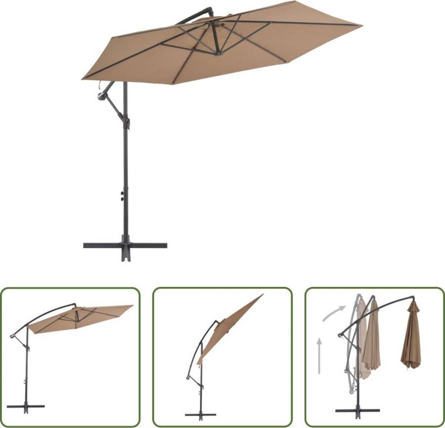 The Living Store Hangparasol Taupe 300 x 244 cm UV-beschermend polyester