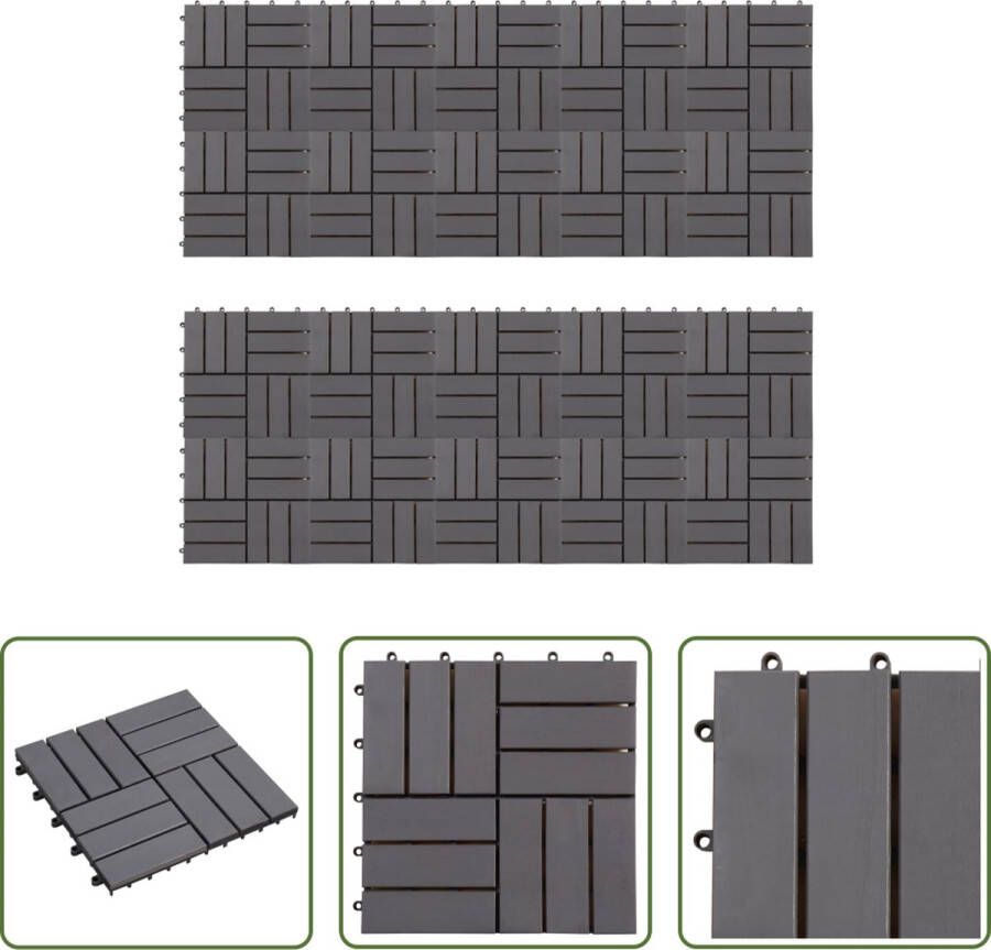 The Living Store Hardhouten Terrastegels 30 x 30 cm Greywash Anti-slip