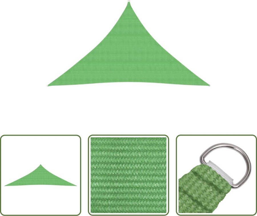 The Living Store HDPE Schaduwdoek Driehoekig 3.5 x 3.5 x 4.9 m Lichtgroen Schimmel- en uv-bestendig