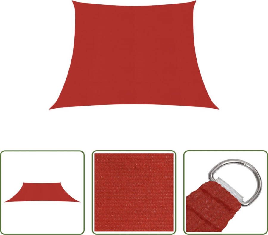 The Living Store HDPE Schaduwdoek Rood 3 4 x 3 m Trapezium