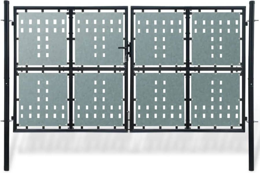 The Living Store Hekpoort Tuinaccessoires 300 x 200 cm Stabiel en duurzaam Galvaniseerde platen Robuuste palen Zwart Staal UV-bestendig
