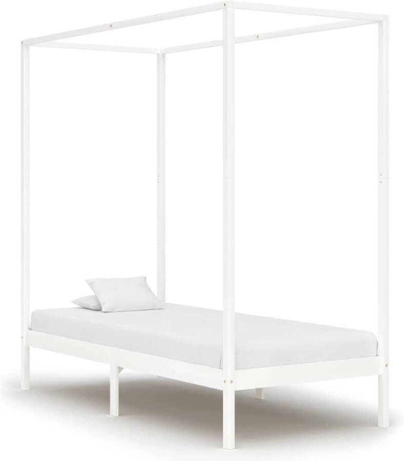 The Living Store Hemelbed Massief grenenhout 100 x 200 cm Wit