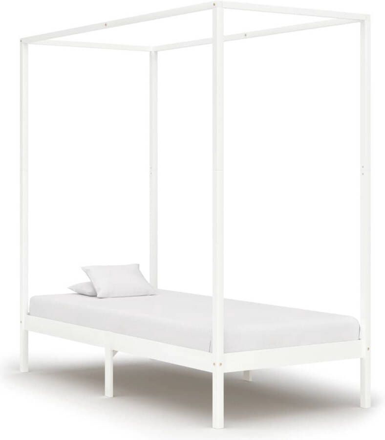 The Living Store Hemelbedframe massief grenenhout wit 90x200 cm Bed