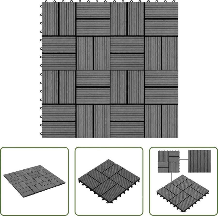The Living Store HKC Terrastegel Grijs 30x30 cm In elkaar grijpend Waterbestendig 1m² 11 tegels