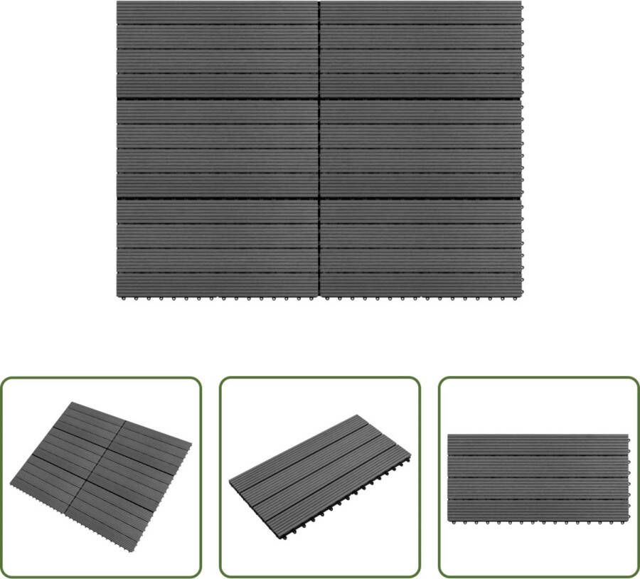 The Living Store HKC Terrastegels Grijs 60 x 30 cm Quick-connect Waterafstotend 6 stuks