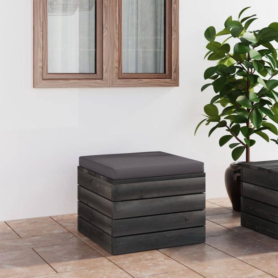 The Living Store Hocker Pallet Grenenhout Antraciet 60x60x41.5 cm