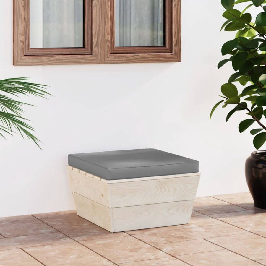 The Living Store Hocker Pallet Grijs 60x60x30cm Geïmpregneerd Vurenhout