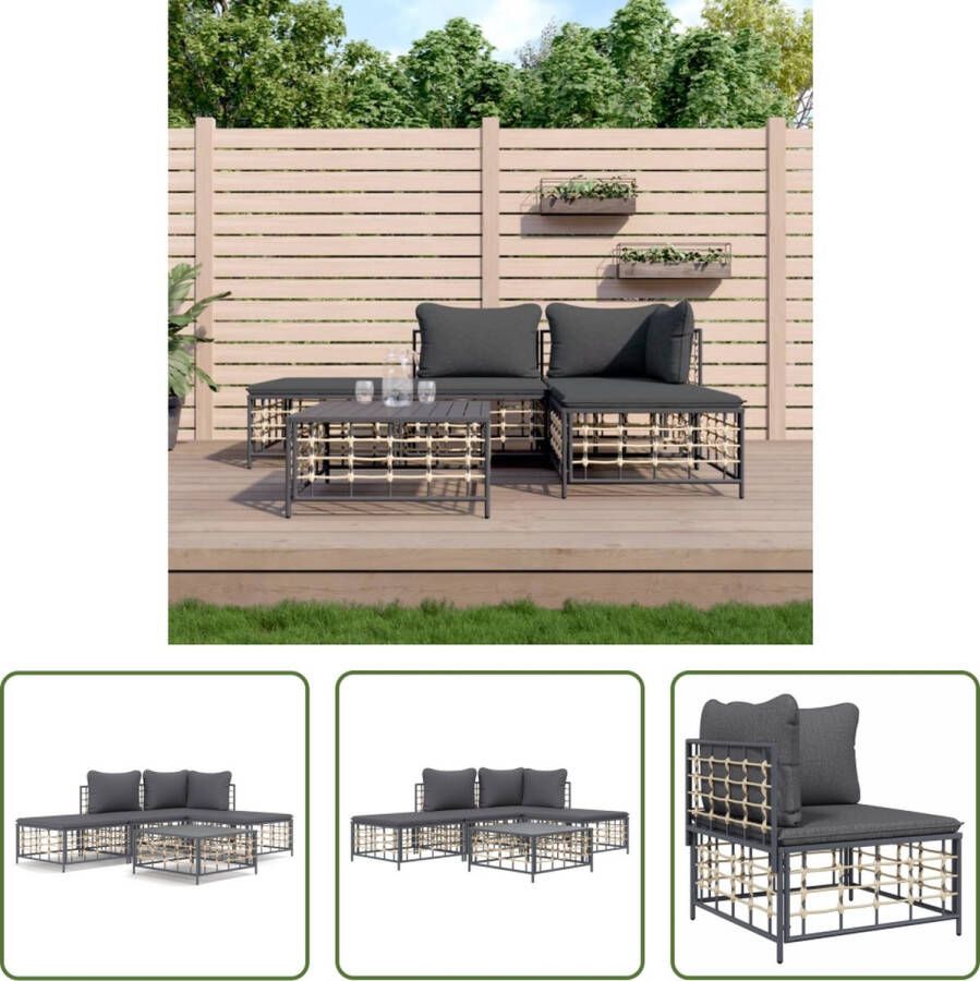 The Living Store Hoekbank Antraciet Poly Rattan 72x72x66 cm Weerbestendig