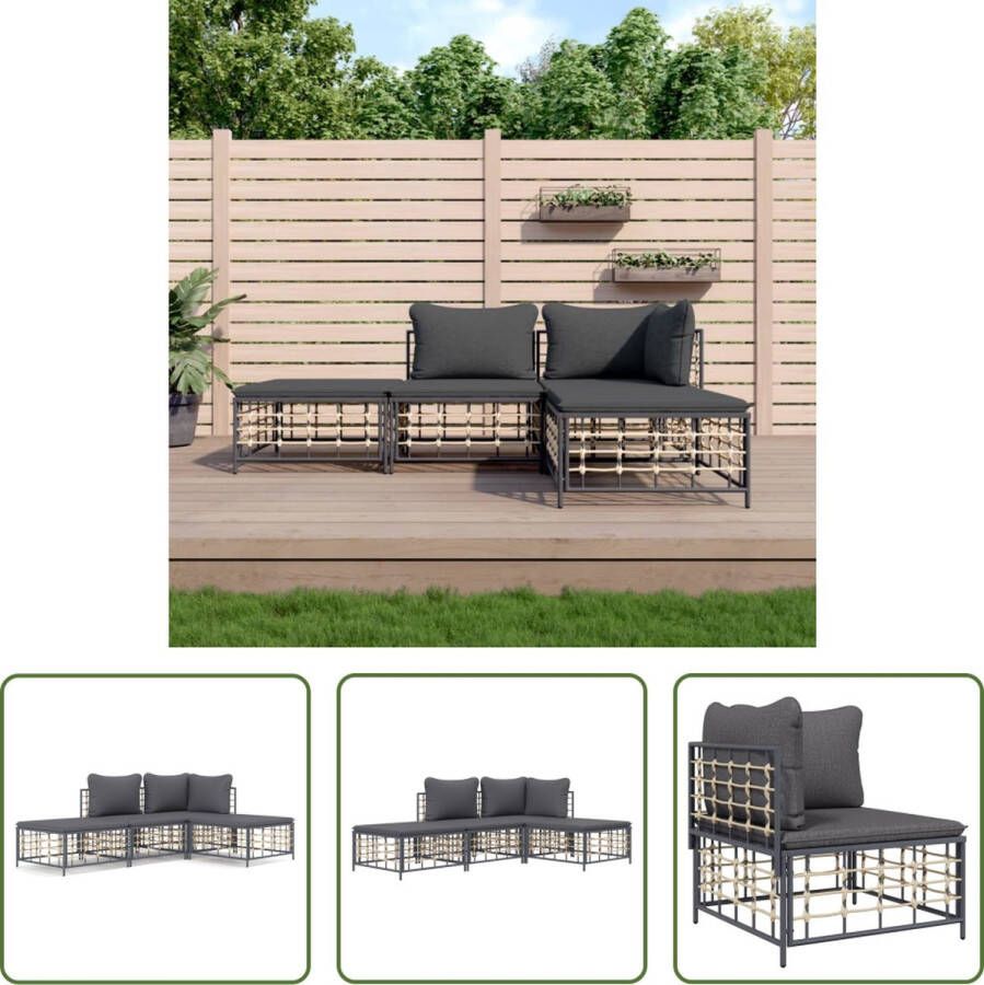 The Living Store Hoekbank Antraciet Poly Rattan 72x72x66 cm Weerbestendig