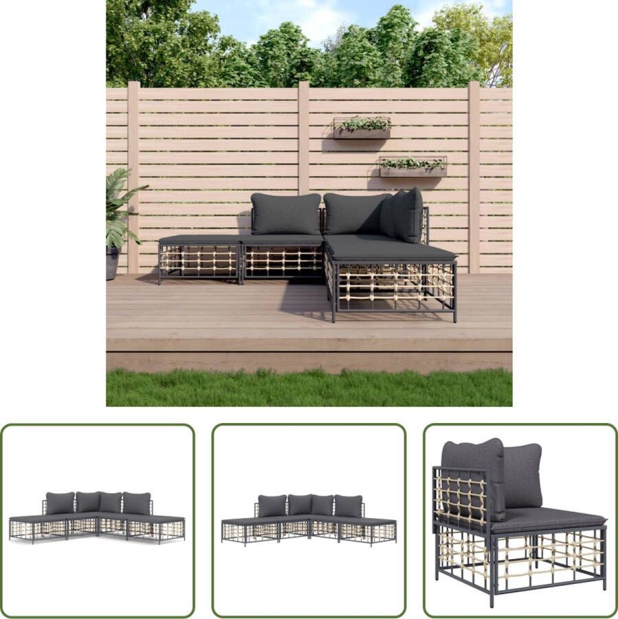 The Living Store Hoekbank Antraciet Poly Rattan 72x72x66 cm Weerbestendig materiaal Stevig stalen frame