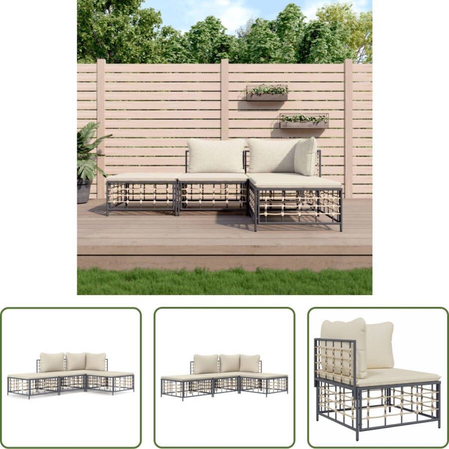 The Living Store Hoekbank Antraciet Poly Rattan 72x72x66 cm Weerbestendig Stevig Frame