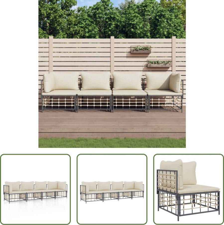 The Living Store Hoekbank Antraciet Poly rattan 72x72x66cm Weerbestendig