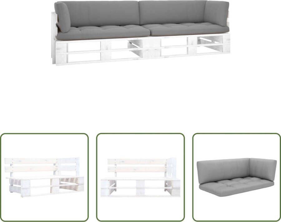 The Living Store Hoekbank Grenenhout Grijs 110 x 65 x 55 cm Waterbestendig Montage vereist Inclusief kussens