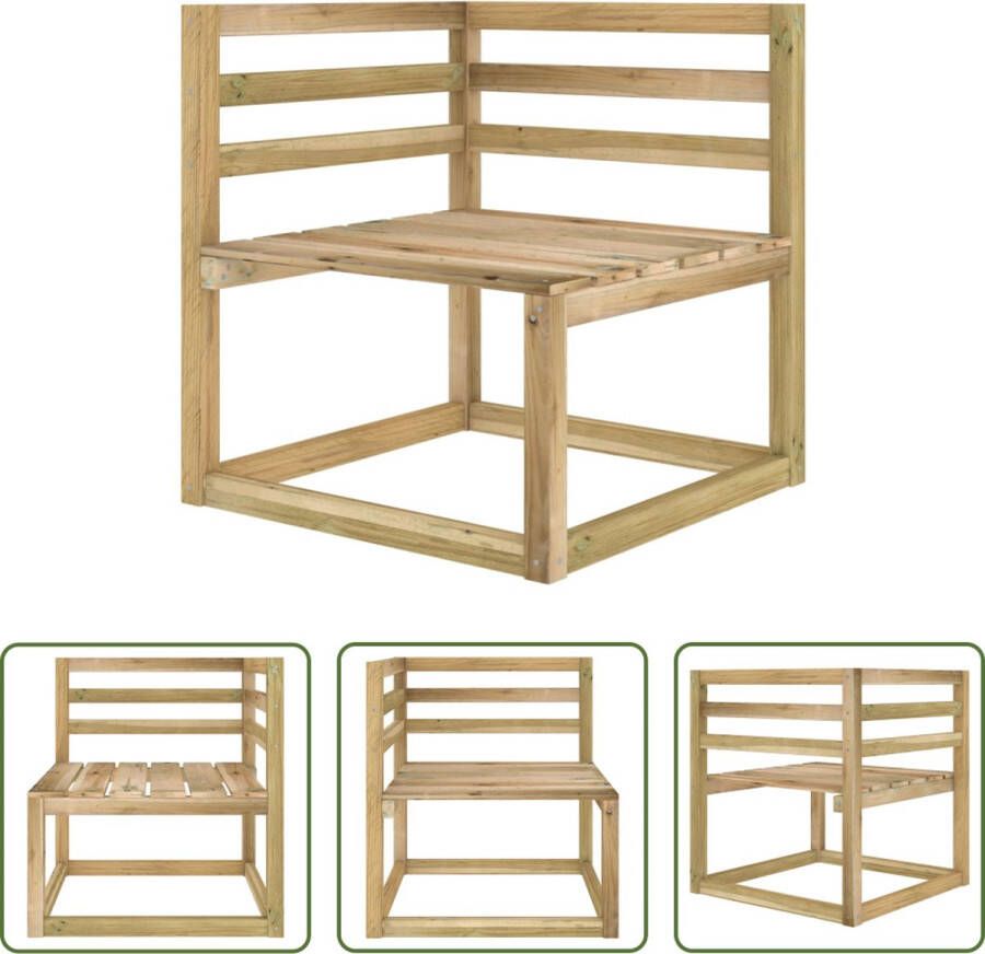 The Living Store Hoekbank Houten Pallet 64 x 64 x 70 cm Grenenhout Groen Geïmpregneerd